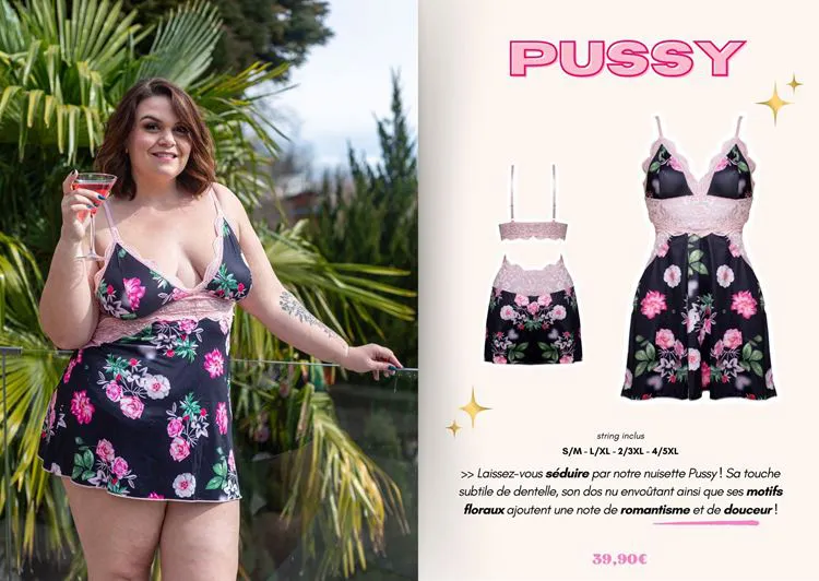 Pussy - Nuisette flowers - 4/5XL