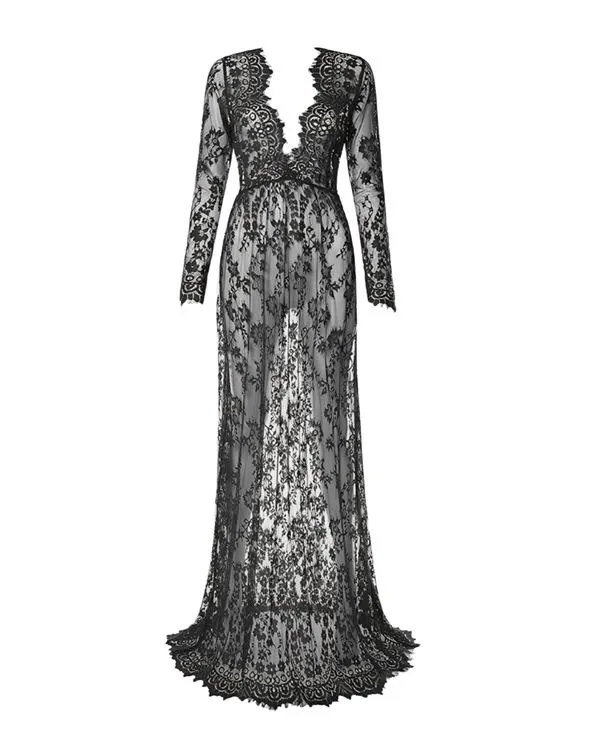 Paloma - Peignoir Dentelle NOIR