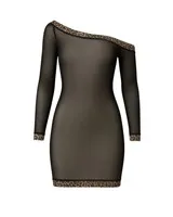 Savana - Robe asymetrique Noire et Leopard