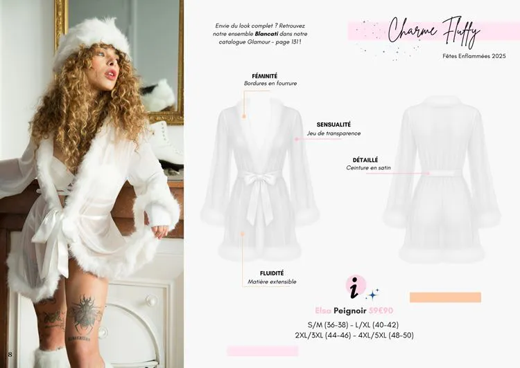 Elsa Peignoir Fourrure BLANC - 2/3XL
