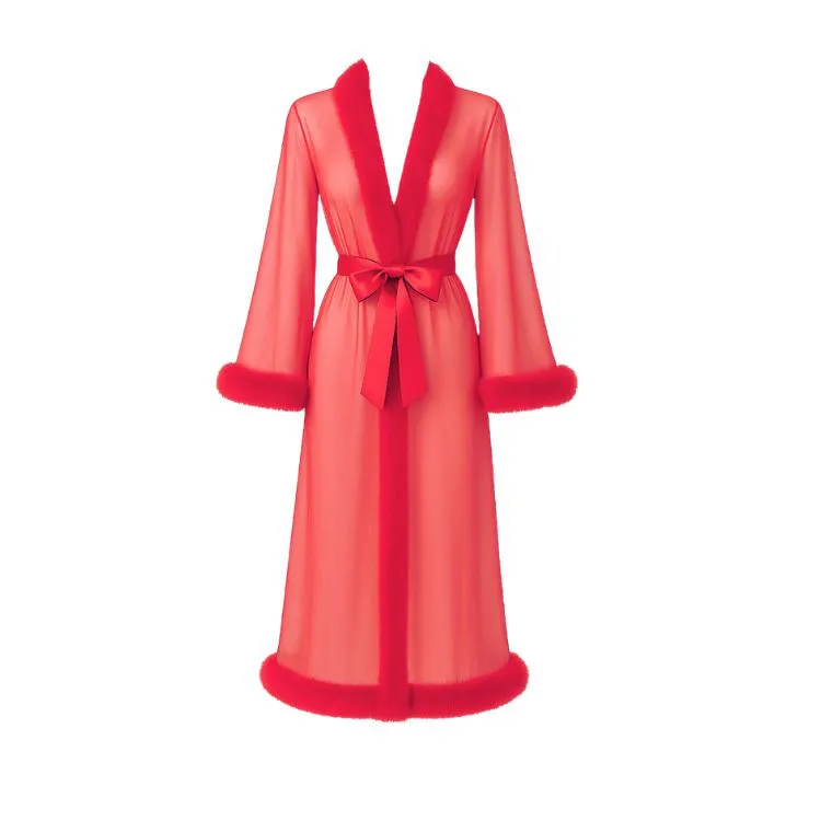 Anastasia peignoir Fourrure ROUGE