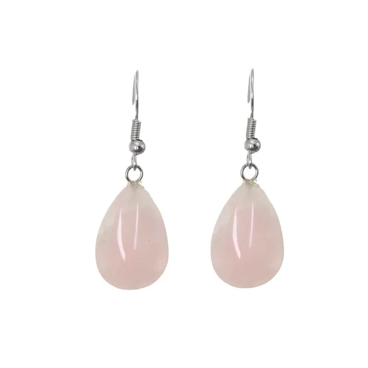 Litho - BO pendante goutte - Quartz Rose