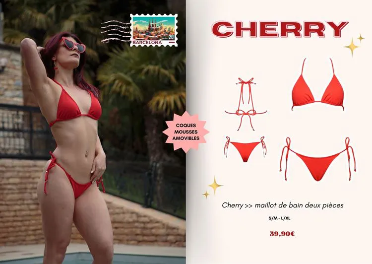 Cherry - Maillot de bain 2p rouge- L/XL