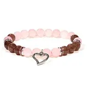 Quartz rose - Bracelet Coeur